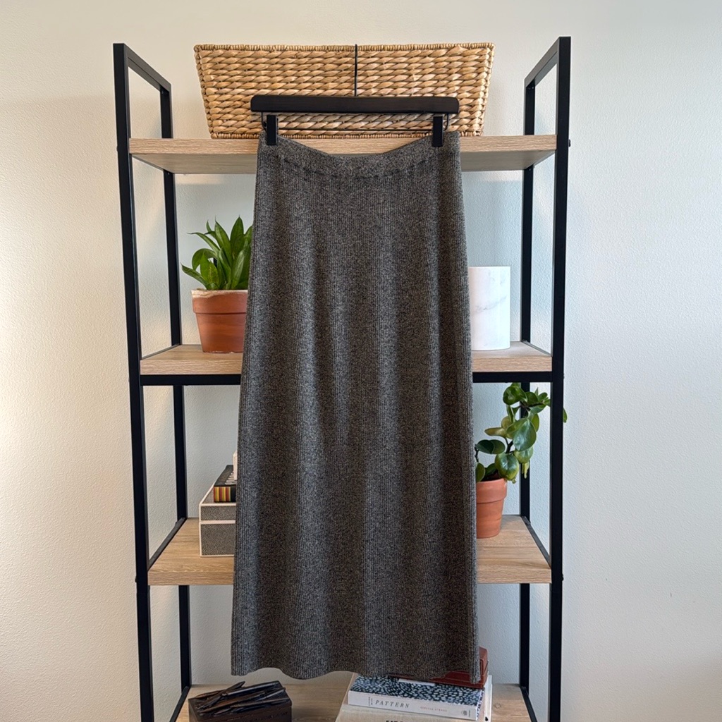 Double D Ranch Ribbed Sweater Knit Pull On Heathered Maxi Skirt, S